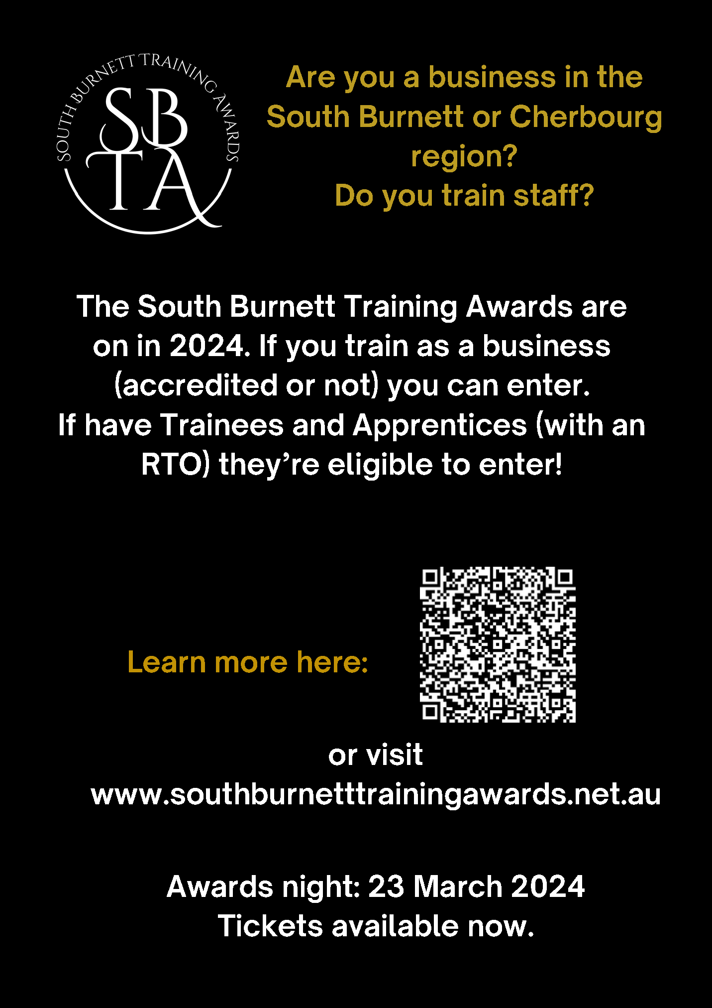 South Burnett Training Awards Announcement Poster